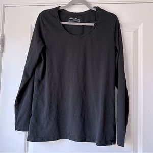 Eddie Bauer Long-sleeved Black T-shirt, Scoop Neck,  Large Tall